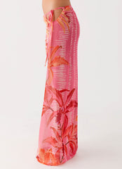 Jovani Maxi Skirt - Tropical Pink Print