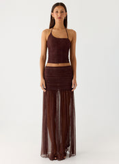 Sparkling Night Maxi Skirt - Chocolate