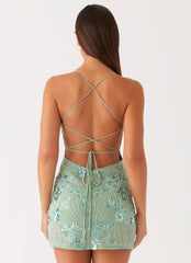 Vietta Sequin Cami Mini Dress - Mint