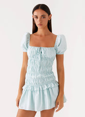 Yolene Mini Dress - Green Gingham