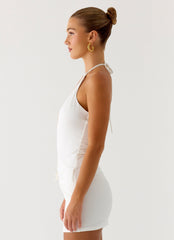 Undo Halter Mini Dress - White